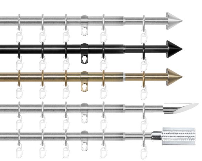 Dekobase Ausziehbare Gardinenstange Stilgarnitur Siri komplett Set zum sofortigen Montieren 120-220 cm Weiß 13//16 mm Ø